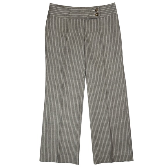 NEW Michael Kors Wide Leg Trousers 6 Low Rise Pinstripe Linen Dress Pants Y2K - Picture 1 of 16